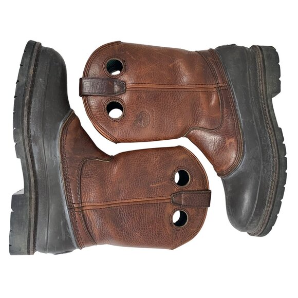 Georgia Mud Dog Pull-On Coffee Brown Leather & Rubber Work Boot Mens SZ 10.5M - Picture 2 of 10